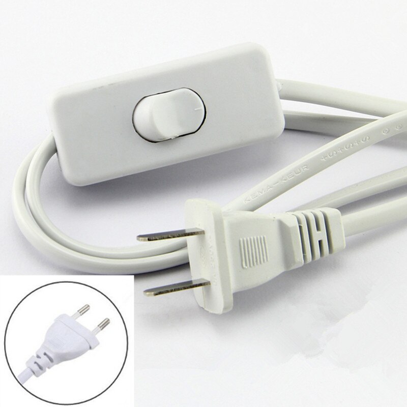 Switch on line Cable 1.8m On Off Power Cord For LED Lamp with Button switch EU Plug Light Switching White Wire Extension