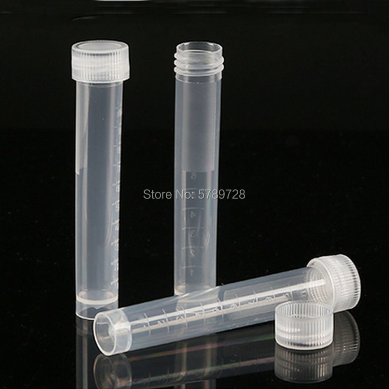50pcs 10ml Plastic flat bottom freezer tube Laboratory frozen sample tubes with silicone gasket threaded cap