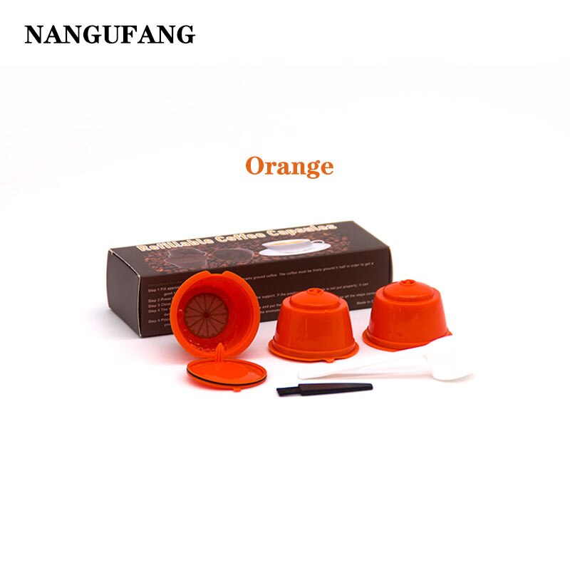 1/2/3pcs reusable coffee filter for Nescafe Dolce capsule filter cup with scoop brush cover，atible Genio Piccolo Esperta Mini Me: 3pcs Orange