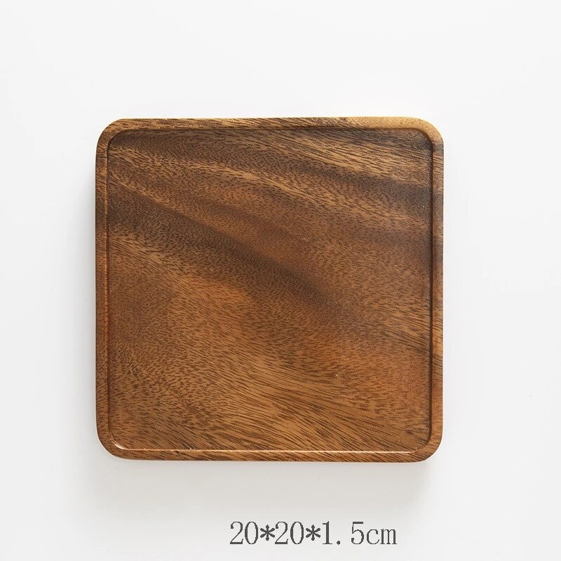 Rectangle Square Walnut Storage Plate Fruit Dishes Saucer Dessert Dinner Bread Plates Tea Tray