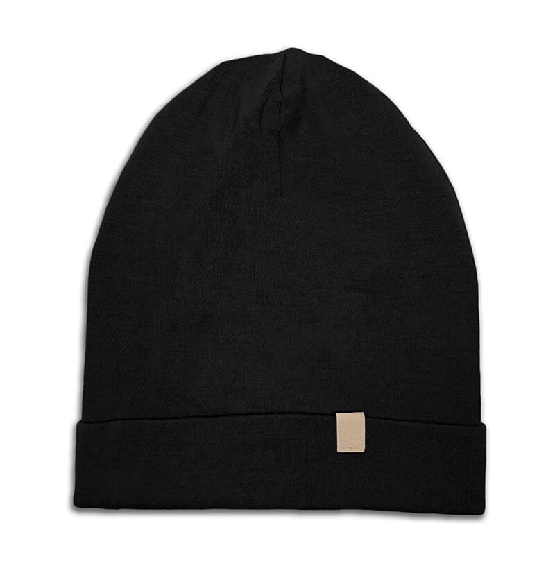 Unisex Merino Wol Manchet Beanie Hoed 100% Merino Wol Ridge Manchet Wol Beanie 2 Laag Warme Wollen Muts Mannen Vrouwen beanie Cap: Black