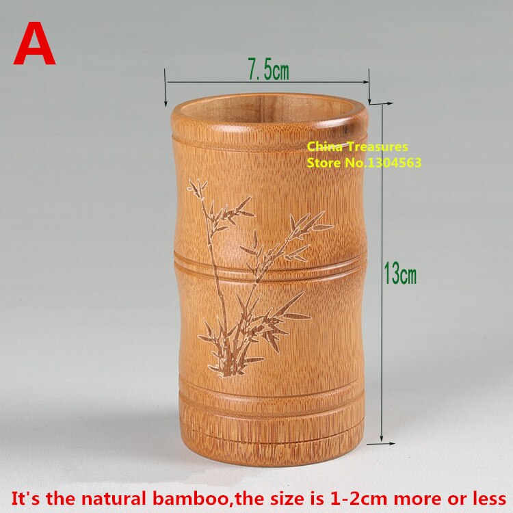 Chinese Bamboo Brush Pot Pen Container Penholder Calligraphy Brush Pen Holder