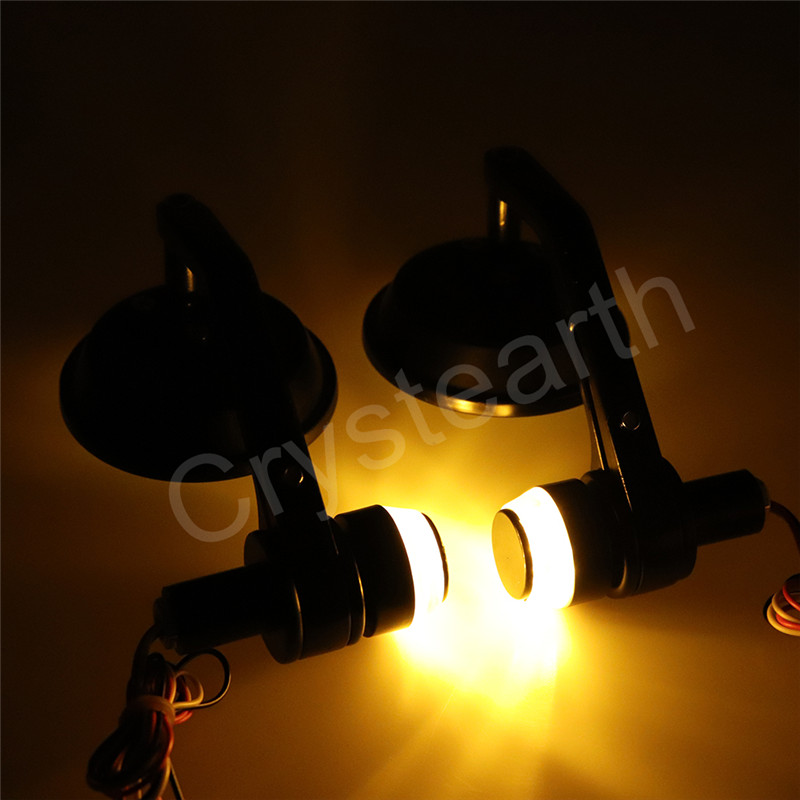 7/8&quot; Round Motorcycle Rear View Mirrors Motorbike Handle Bar End Rear View Mirrors With LED Turn Signals Black Cafe Racer Mirror