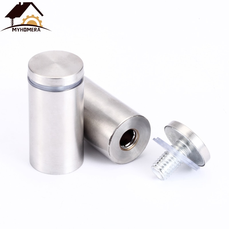 Myhomera 2Pcs 12mm Advertising Nail Glass Fasteners Stainless Steel Acrylic Advertisement Standoffs Pin Billboard Fixing Screws