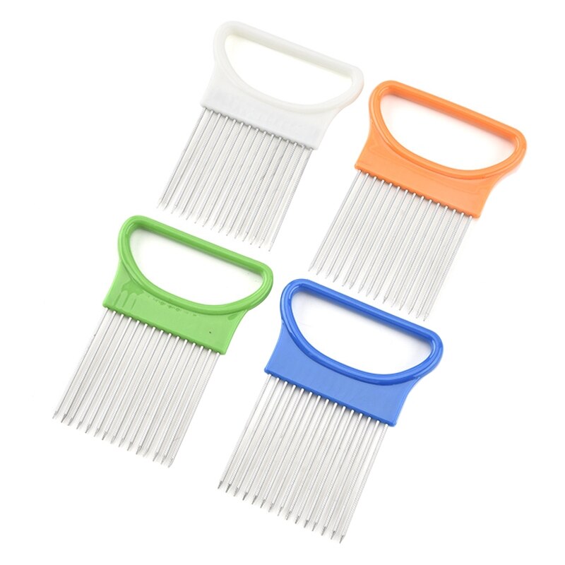 Couteau à oignon en acier inoxydable, fourchette à oignon, trancheuse à fruits et légumes, coupe-tomate, support d&#39;aide sûr pour accessoires de cuisine
