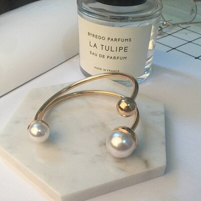 HUANZHI-pulsera de doble capa con perlas grandes y formas geométricas para mujer y niña, brazalete hueco, de joyería para , novedad de: 1