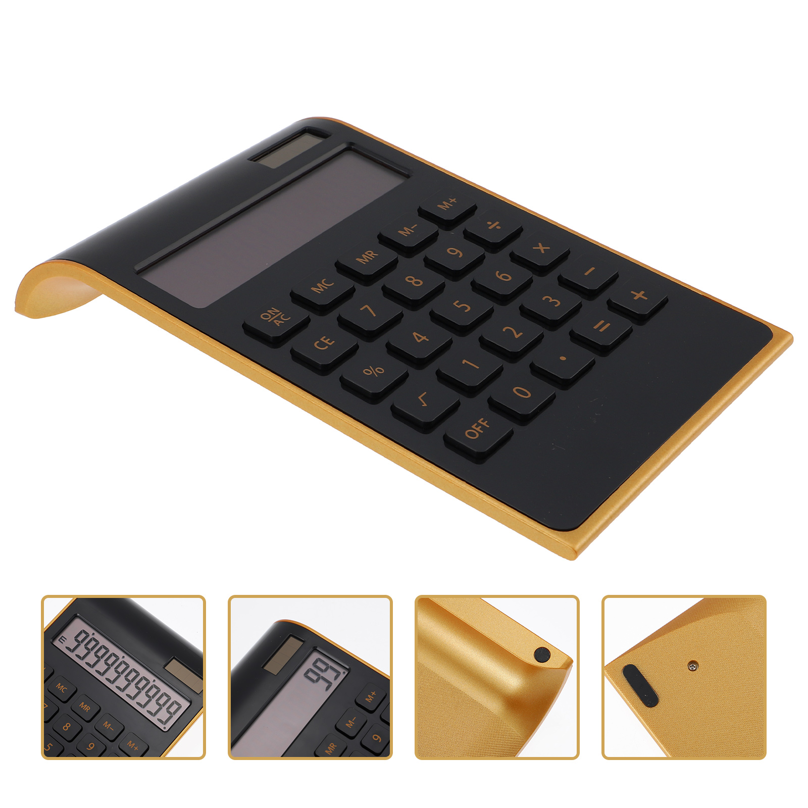 Solar Calculator Portable Desktop Calculator Plastic Basic Calculator: Black