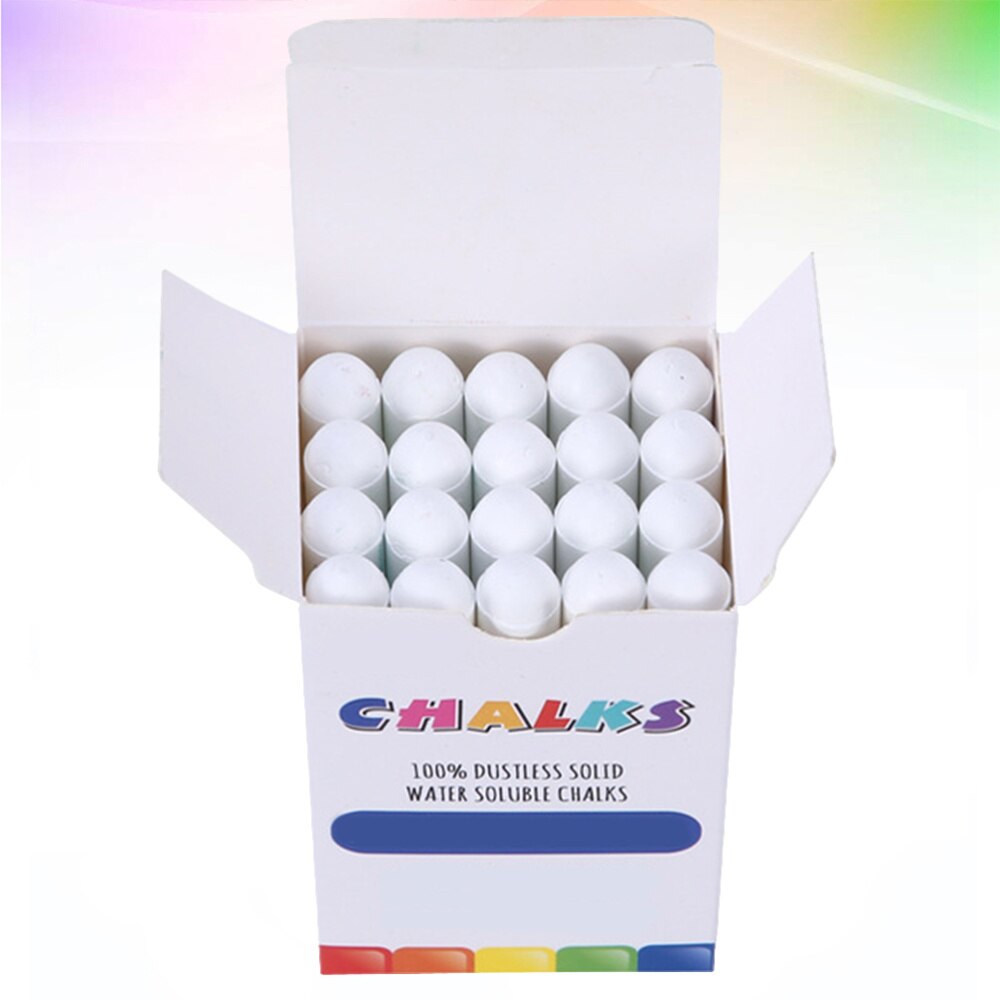 Tizas sin polvo lavables y ecológicas para niños, fácil de limpiar, pintura, enseñanza, color blanco, 20 Uds.