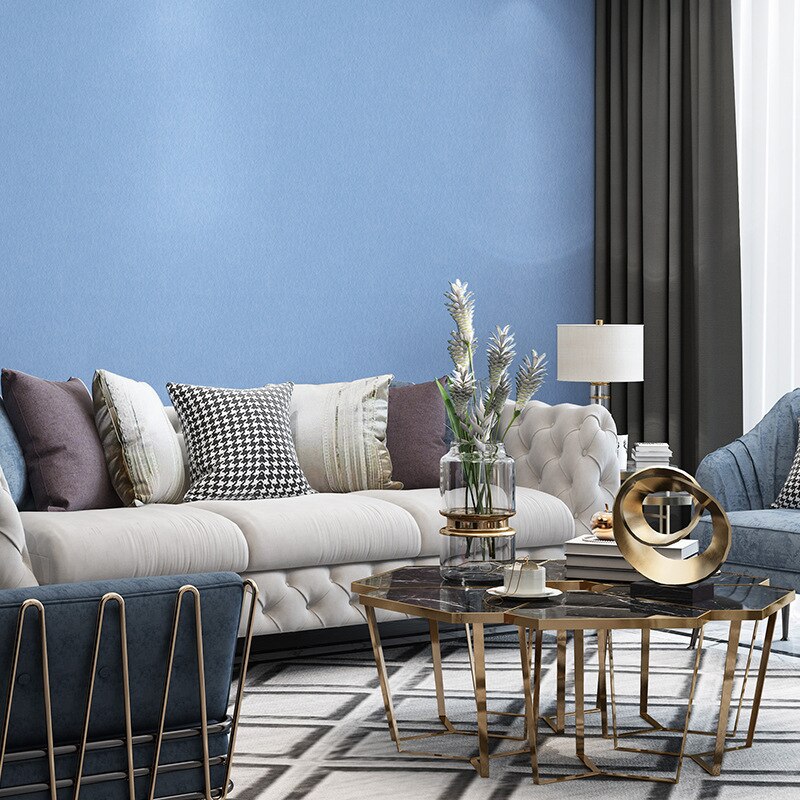 Pure Kleur Behang Woonkamer Slaapkamer Nordic Blauw Jongen Behang Non-Woven Vliesbehang Home Improvement Behang