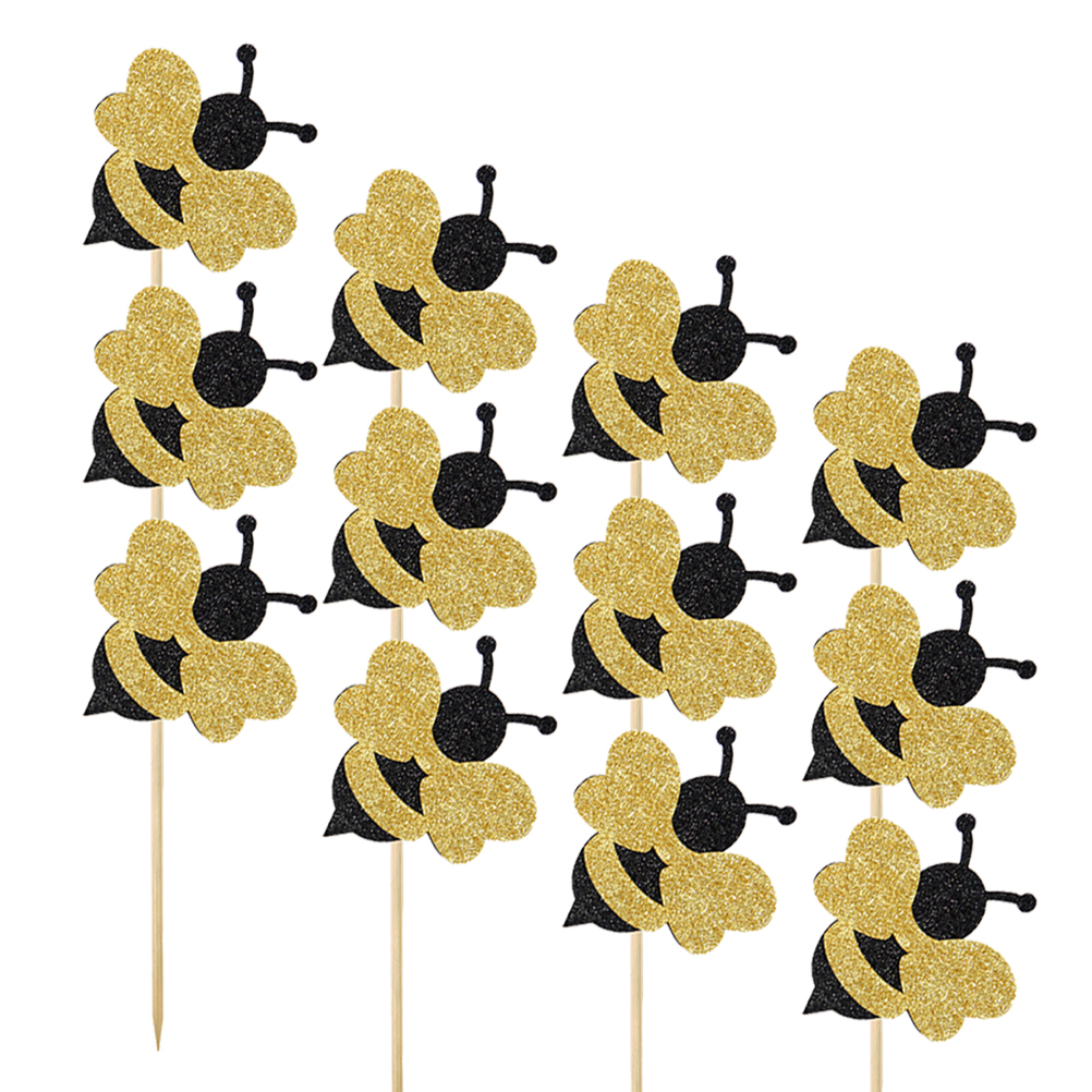 Décoration de gâteau abeille en bois Flash, décoration de fête, Cupcake de mariage, papier pour enfant, décoration d'anniversaire pour fille heureuse