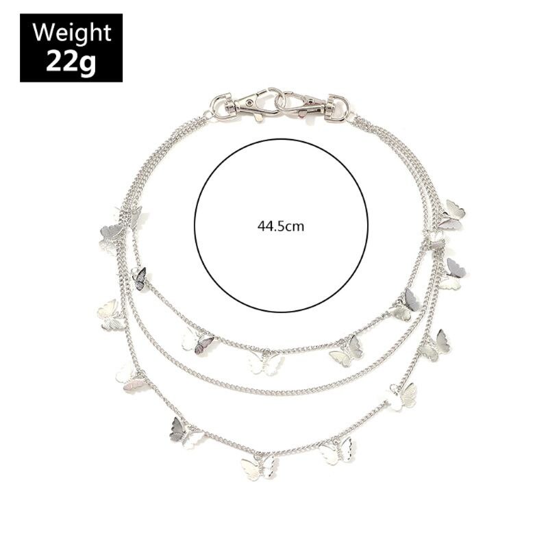 Punk multi-layer vlinder riem taille ketting man vrouw broek ketting haak broek ketting sleutelhanger sieraden