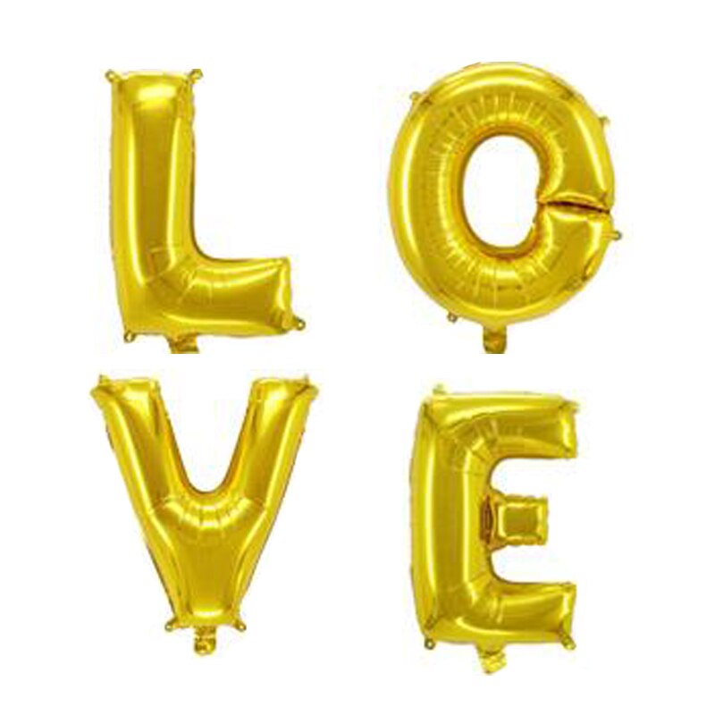 4 stk brev kærlighedsballoner valentinsdag tillykke med fødselsdagen kæreste bryllup jubilæum dekoration folie aluminium ballon: Guld kærlighed / 32 tommer ballon