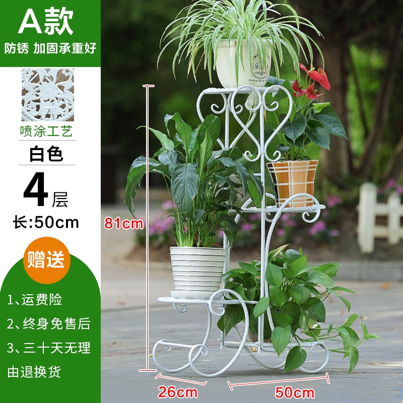 Ground Flower Shelf, Wrought Iron Multilayer Sitting Room Balcony Flowerpot Frame Hanging More Than Other Meat Cosmetic