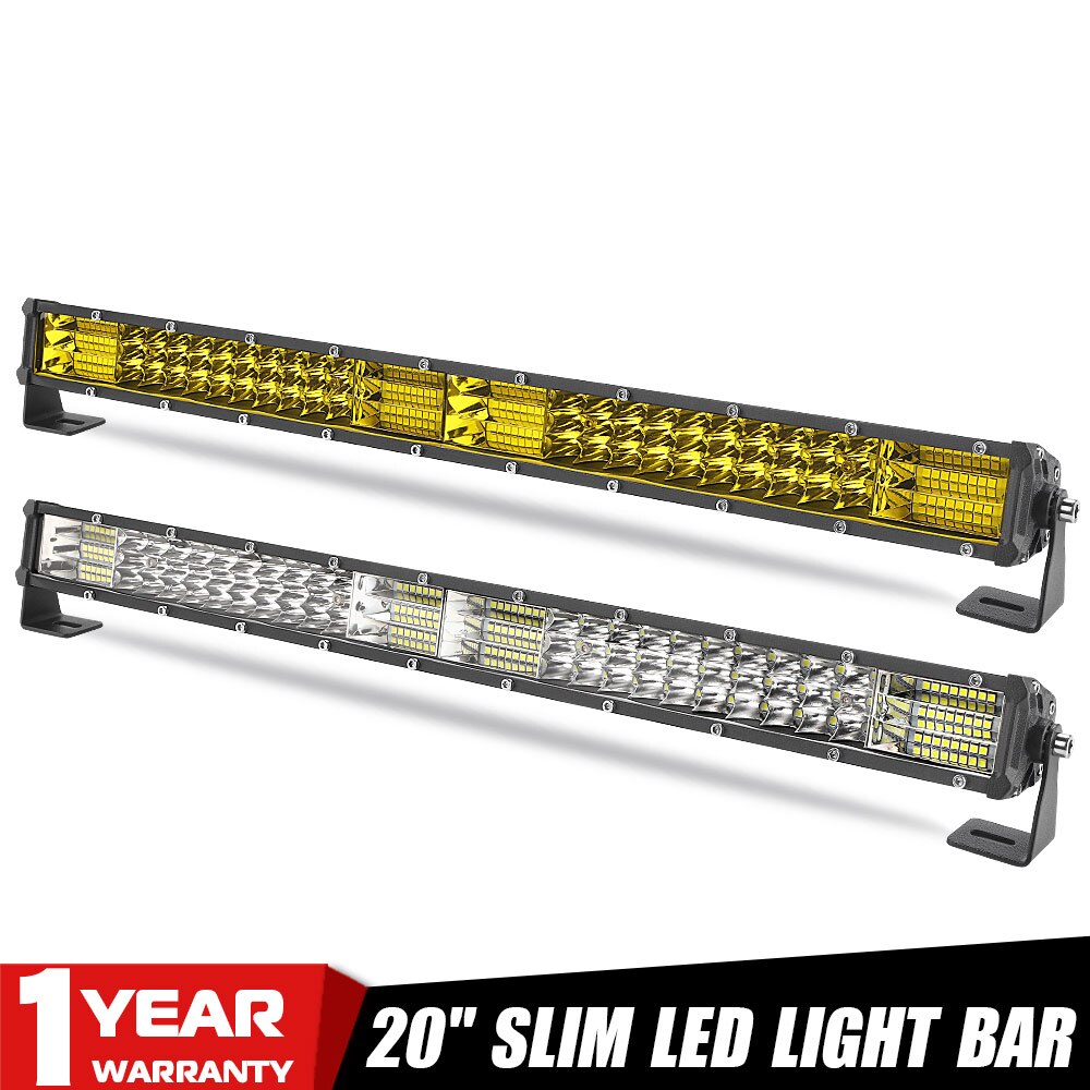 Slim LED Light bar 10'' 20 inch combo beam Dual row Yellow led bar off road fog light for Niva lada 4x4 Car truck ATV 12V 24V