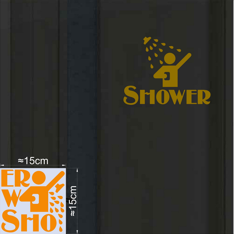 Zabawna naklejka na drzwi robić prysznica Świecąca w ciemności Znak łazienkowy Naklejka ścienna Toaleta Pralnia Łazienka DIY Świecąca dekoracja: Złota