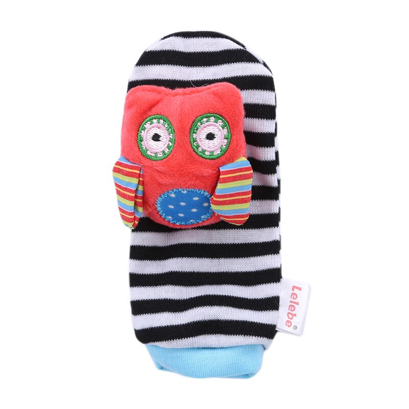 1pc Lovely Baby Kids Rattles Toys Cartoon Animal Socks Wrist Strap With Rattle Baby Foot Socks Bug Wrist Straps: owl