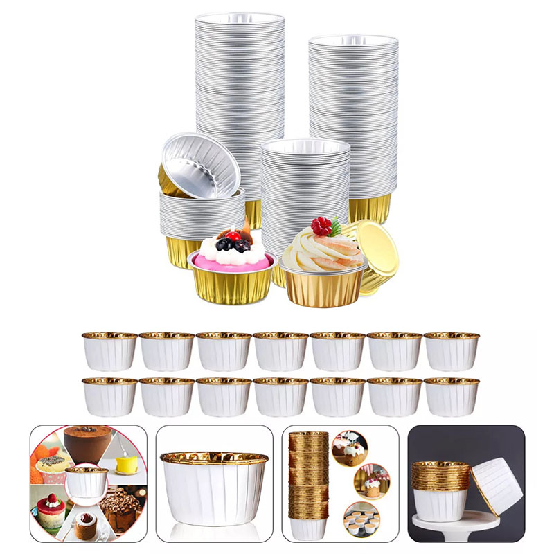 Stampi per crostate usa e getta in foglio di alluminio con coperchi mini stampi per torte e cupcake per forniture da cucina da asporto per forno e congelatore