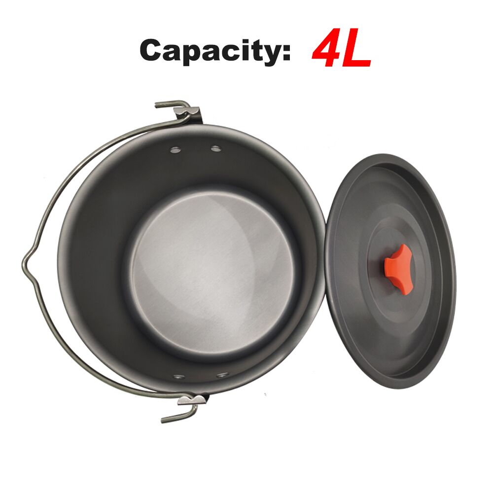 Lichter Up Outdoor Servies Grote Capaciteit Aluminium Camping Picknick Opknoping Kookgerei Servies Pot Koken Voor Kampvuur Pot