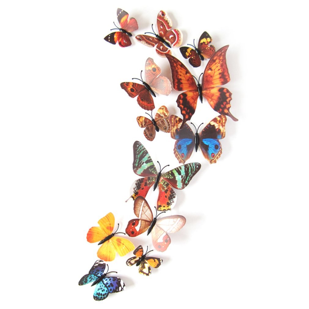 12 Uds PVC 3d mariposa decoración de pared bonitas mariposas pared calcomanías artísticas decoración del hogar arte de pared de habitación