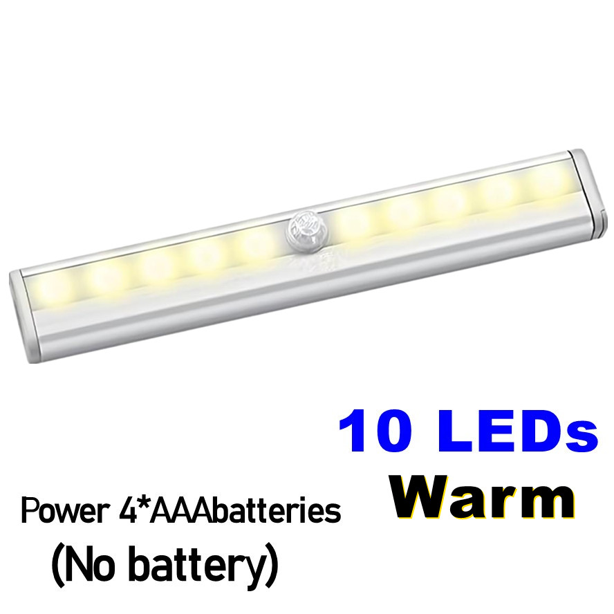 Luz LED con Sensor de movimiento PIR para armario, luces de armario con Sensor automático, lámpara de luz nocturna para cajón, lámpara de interior, 6/10 LED: Colorful