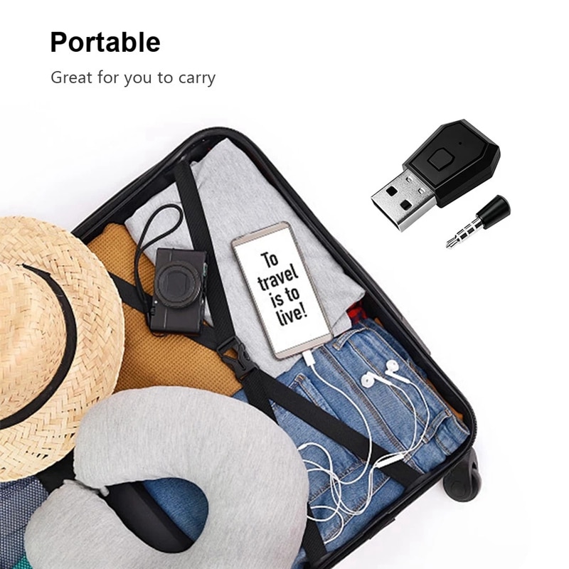 BT Adapter Receiver Wireless Headset Headphone Adapter Dongle USB Adapter USB Dongle for PS4 Black