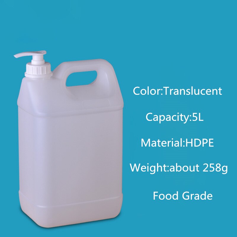 5 liter Thicken HDPE plastic Container with Lid Food Grade liquid jerry can Leakproof water bottle Honey barrel 1Pcs: translucent pump