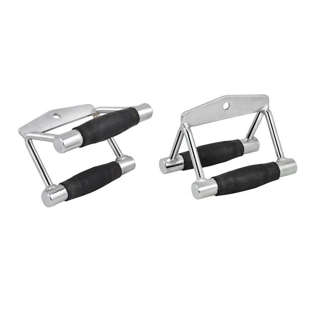 Stirrup Multi Gym Attachment Home Grip Bar Workout Rubber Handle Seated Row Chinning Cable