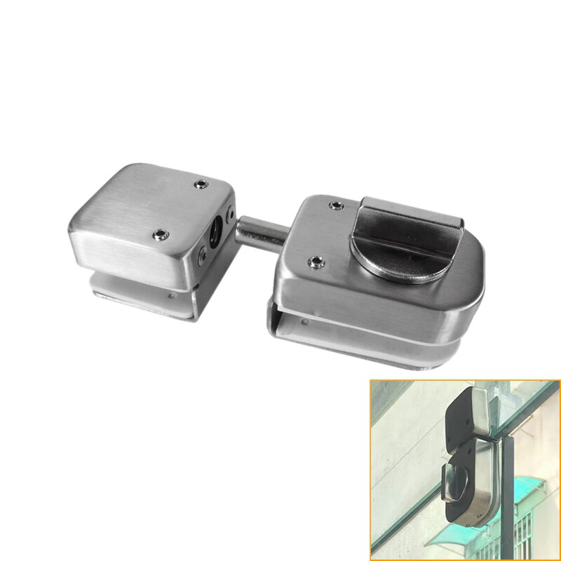 Stainless Steel,Glass Door Latches Lock/Bolt,138A ,Without Drilling,For Double Glass Door, Frameless Glass Door