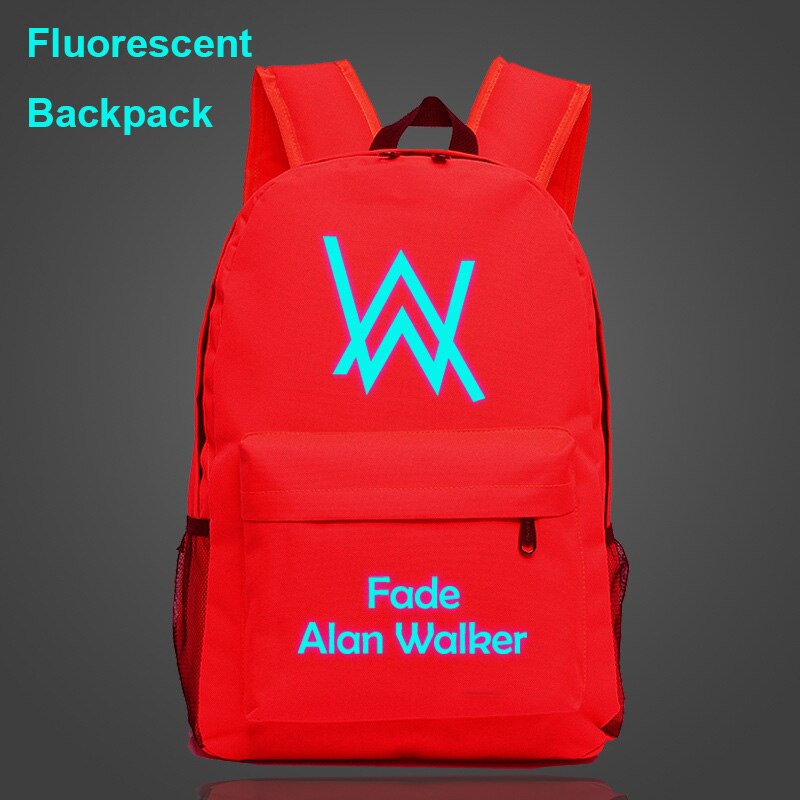 Mochila escolar fluorescente con dibujo de Alan Walker para niños y niñas, morral escolar para adolescentes,: 5322-10