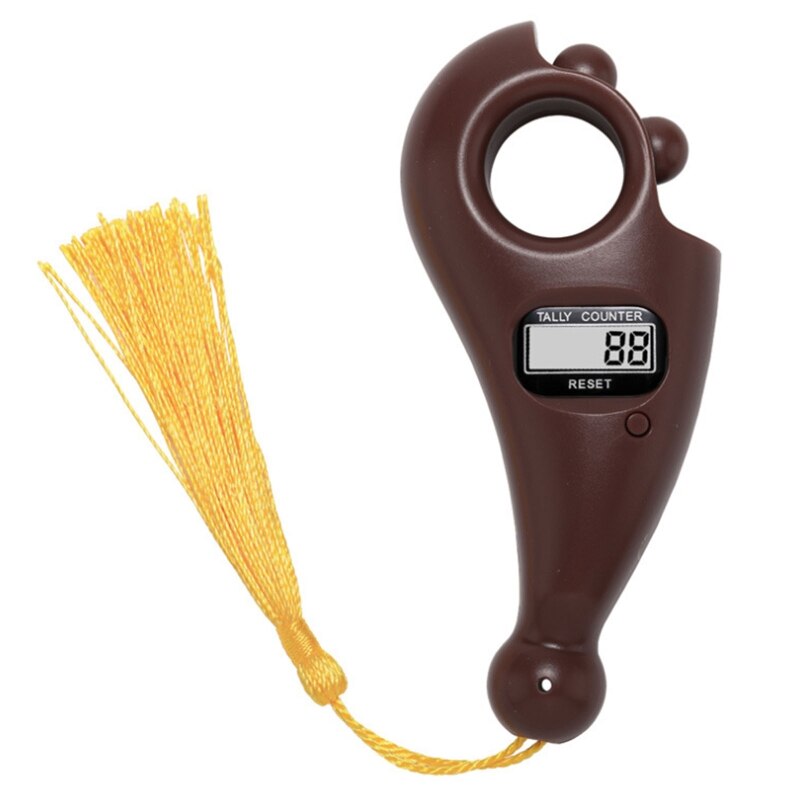 Portable Handheld Tassel Digital Beads Counter Finger Game Decompression Toy Y98D: coffee
