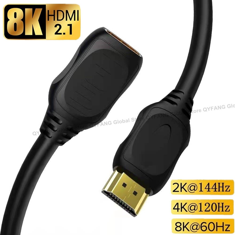 Przedłużacz zgodny z HDMI 8K Kabel zgodny z HDMI 2.1 Kabel męski na żeński do przełącznika HDTV PS4 Przedłużacz kompatybilny z HDMI: Black / 1.5 m