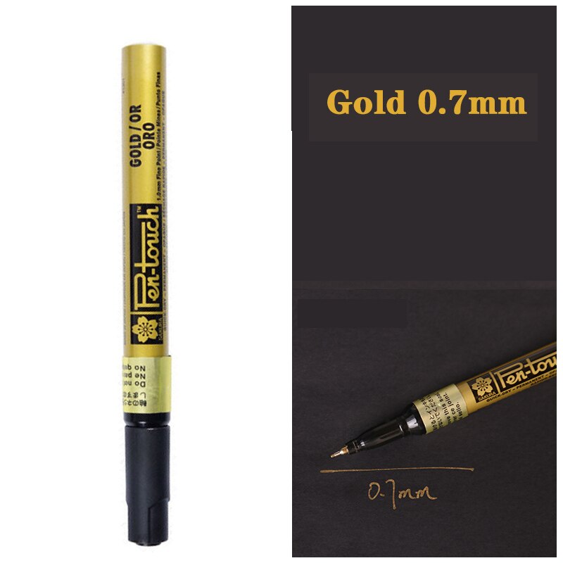 Permanente Metallic Marker Pennen Wit Zilver Goud Verf Pen Marker Voor Papier Glas Stof Cd Band Diy Markering Japanse Briefpapier: Gold 0.7mm