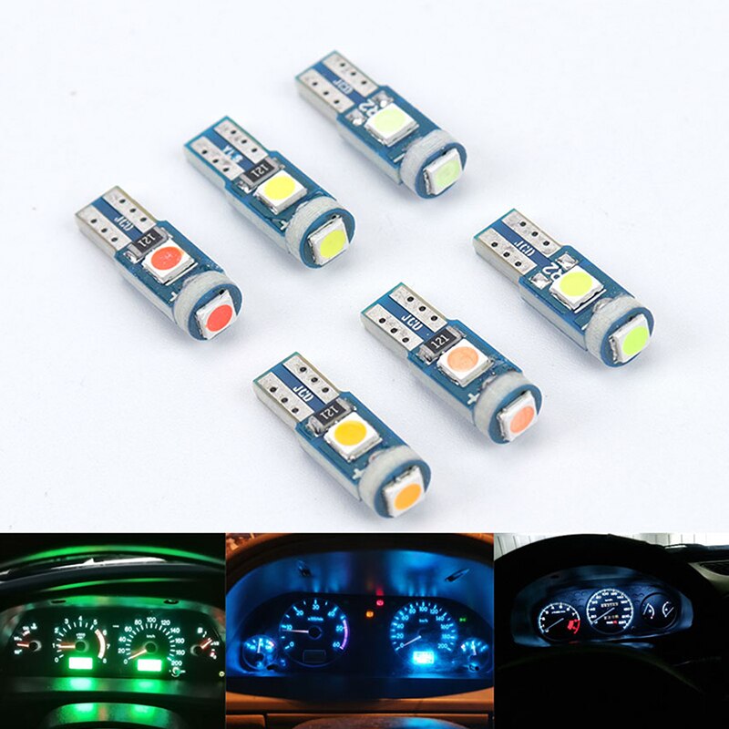 Accessoires de voiture, 5 pièces, lampe Led T5 3030 12V, éclairage intérieur automatique, indicateur de réchauffement du tableau de bord, lampe d&#39;instrument automobile