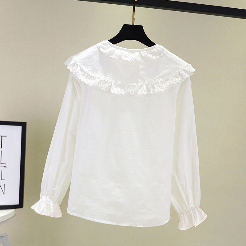 2022 primavera autunno ragazze camicetta bavero camicia a maniche lunghe pizzo di cotone bambini ragazza top camicetta abbigliamento moda per bambini per bambino B10