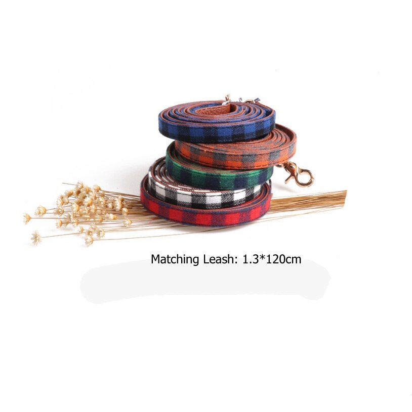 Engeland Plaid Halsband Kat Kraag Bandana Zachte Doek PU Leer Gouden Gesp Bowtie Kleine Halsbanden Riemen Huisdier Product: Goud / S