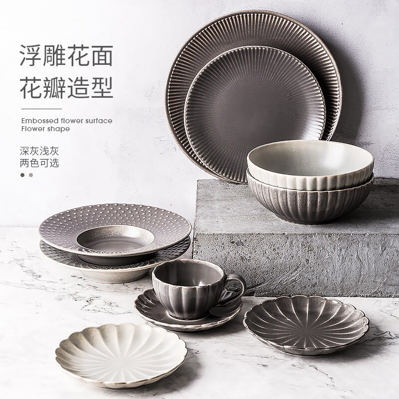 Vintage dishes Western dishes steak plate relief plate coffee cup dish dinnerware set plate