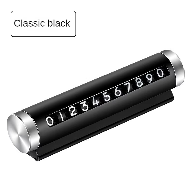 Metal Car Temporary Parking Card Universal Rotate Phone Number Plate Aluminum Stickers Park Stop in Car-styling Auto Accessories: black