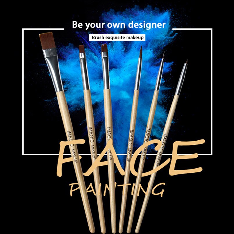 6Pcs/Set Body Paint Makeup Brushes Painting Face Paint Brush Set Maquiagem Tools Wooden Handle Cosmetics Body Painting