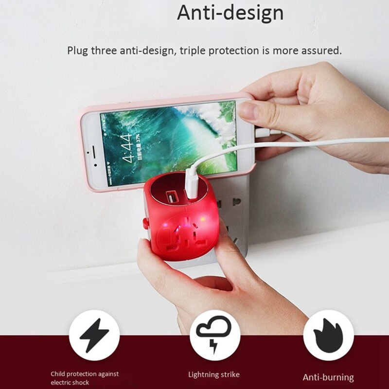 Internationale Reizen Adapter Multi Stopcontacten Universele Adapter Outlets Dual Usb Charger Us Plug