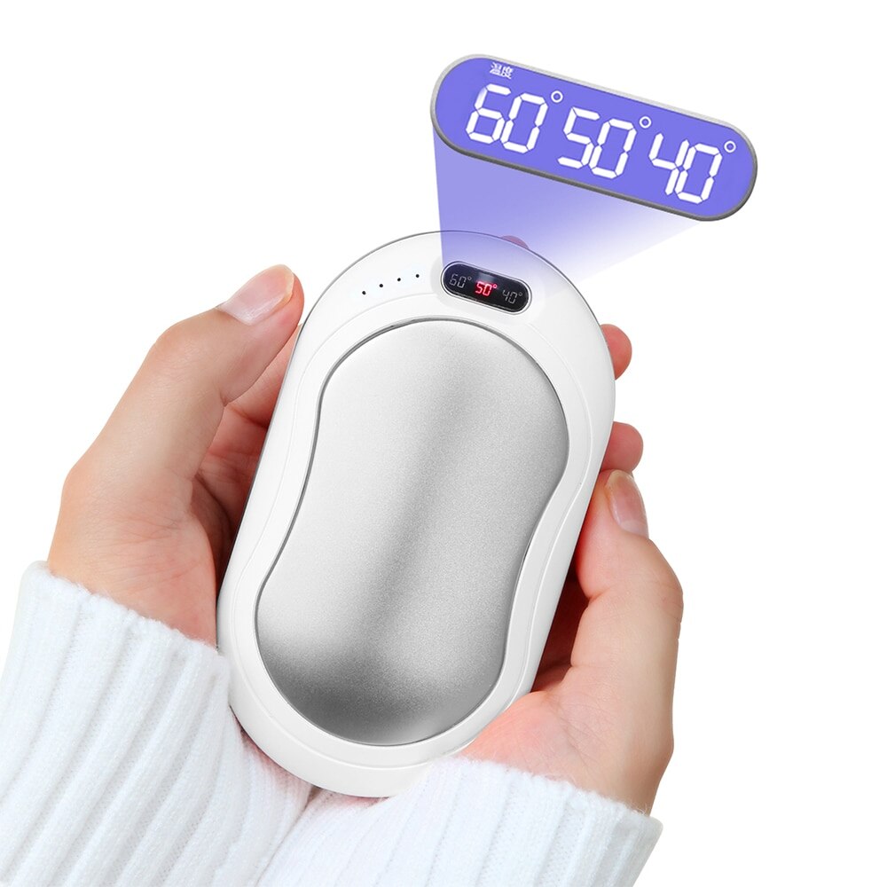 Calentador para manos 10000 mAh Mini calentador de manos carga USB portátil de larga duración banco de energía invierno cuerpo práctico calentador de manos: Space Silver