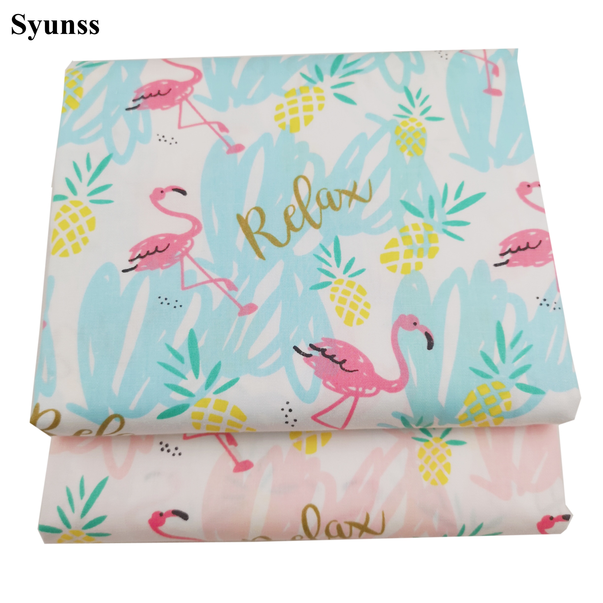 Syunss Diy Patchwork Doek Voor Quilten Wiegen Kussens Jurk Naaien Tissus Blauw Roze Flamingo Gedrukt Katoen Stof Tecido