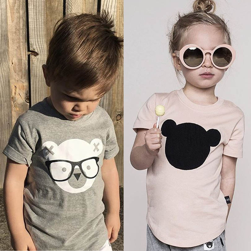 1-6Y Sommer Jungen T-Shirts Kleidung Cute Bear Baumwolle Kurzarm Cartoon Kinder Casual T Shirt Mädchen T tops