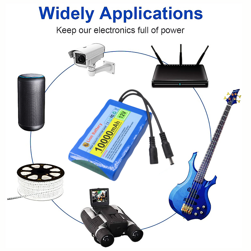 Original Portable Super 12V 10000mAh Battery Rechargeable Lithium Ion Battery Pack Capacity DC 12.6v 10Ah CCTV Cam Monitor