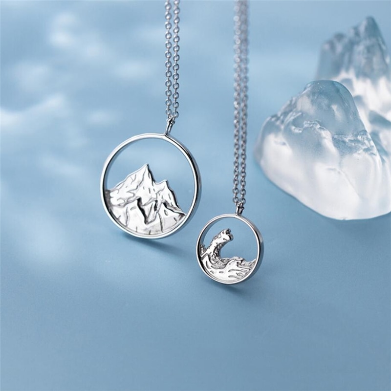 Sole Memory Couple Romantic Sweet Ocean Mountain Vows 925 Sterling Silver Clavicle Chain Female Necklace SNE484