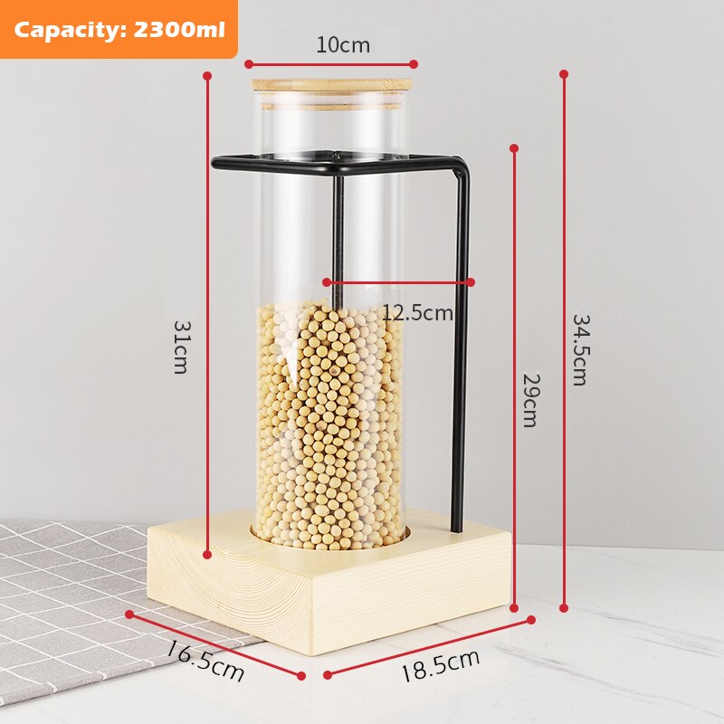 Présentoir à Grains De Café En Bois Avec 6 Tubes En Verre - Support De Rangement Pour Café, Thé, épices, Dimensions 10x3x3 Cm Par Tube