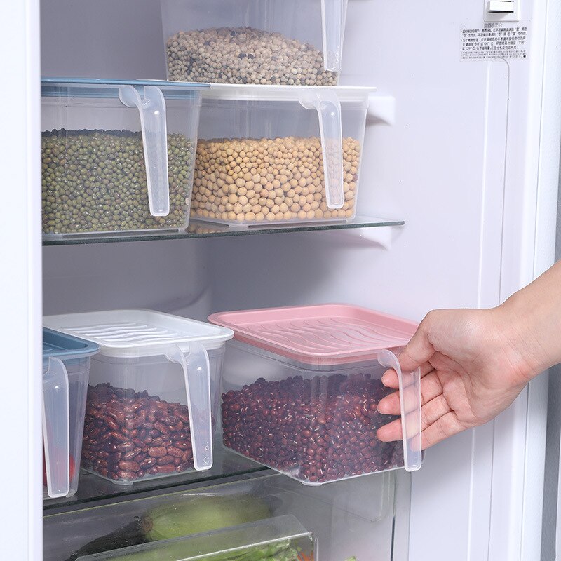 Kitchen Food Container Transparent Storage Box With Handle Refrigerator Drawer Organizer Plastic Fridge Storage Bin Containers