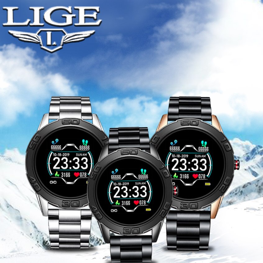 LUIK Slimme Horloge Mannen Stappenteller Hartslag Bloeddrukmeter Waterdichte Stalen Riem Smartwatch Sport Multifunctionele Modus