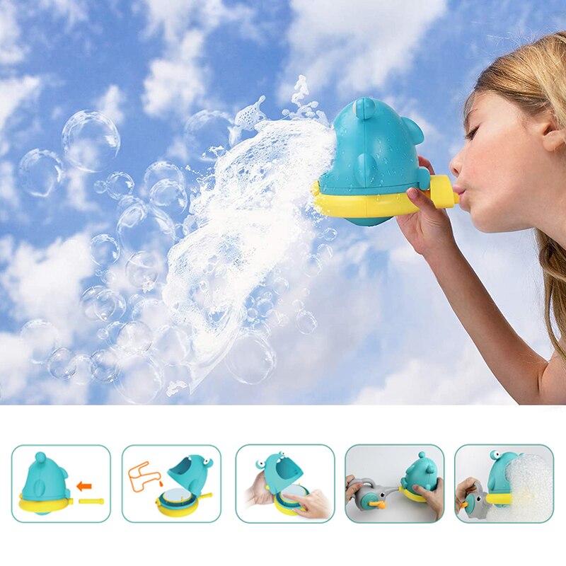 Bubble Machine Baby Bath Toy Bubble Maker With Blowpipe Blower Funny Interactive Baby Bathing Toys