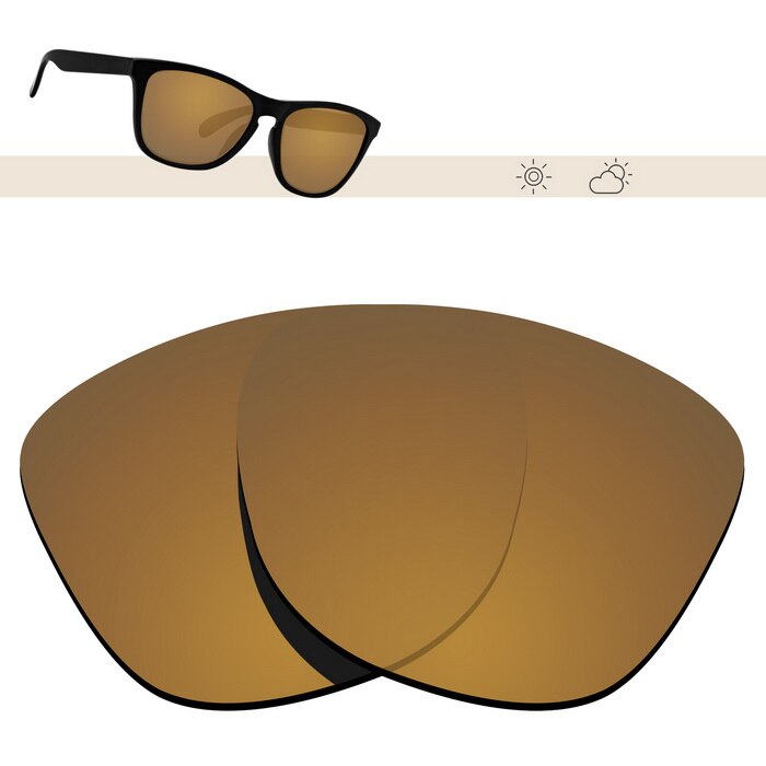Glintbay polariserade ersättningssolglasögonglas för oakley frogskins-flera alternativ: Brons guld spegel