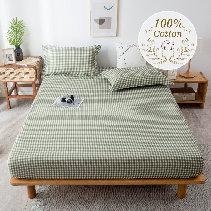 Drap-housse J100 % coton avec bande élastique, drap-housse de luxe géométrique, taille Queen, drap de lit simple, King Size